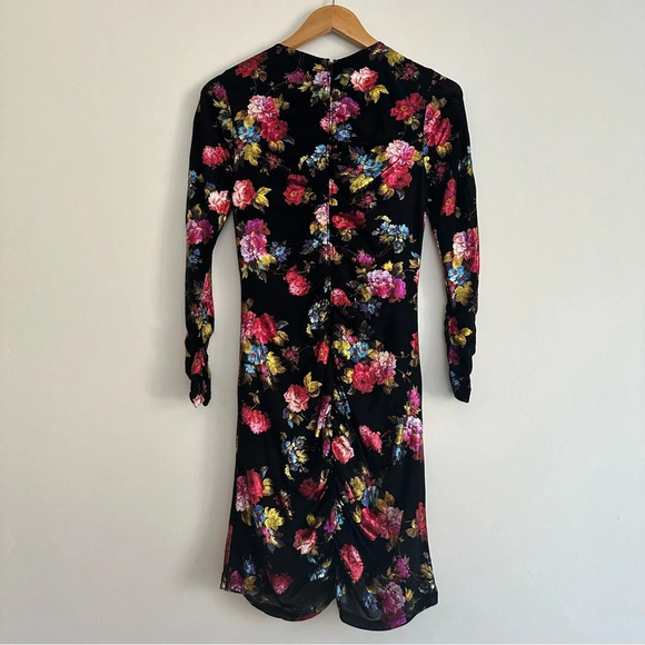 Parker Women's Adrienne Long Sleeve Fitted Ruched Front Mini Dress Size: 4 - Picture 4 of 6